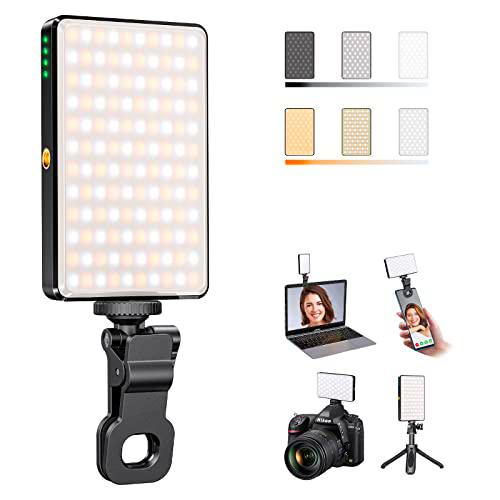 Luz de Video Profesional, Luz Cámara con Clip 2500K-9000K CRI 95+ Recargable 3000 mAh