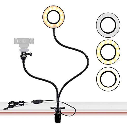 Soporte de luz para cámara Web Live Stream, Anillo Selfie con Soporte para cámara Web para Logitech C925e