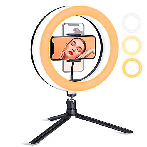 Anillo de Luz Selfies de 26 cm, Luz de Relleno, Alimentado por USB, con Control Remoto Bluetooth, Compatible con iPhone y Android, para Transmisión en Vivo/TikTok/Maquillaje/Youtube Video/Vlog