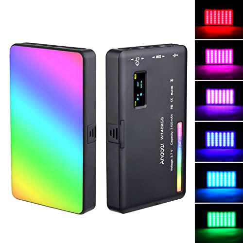 Luz de Video RGB, Andoer W140 LED Luz de Cámara con Batería de 3100mAh