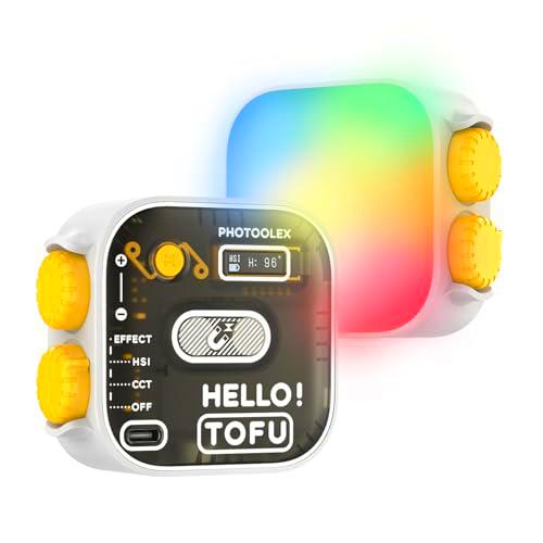 Luz de Video LED Magnético, PHOTOOLEX Tofu Luz de cámara RGB Ajustable 2500-9900K CRI96+