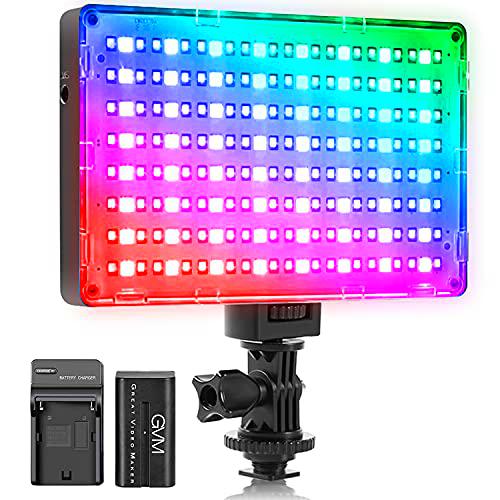 Luz de cámara LED GVM con batería, luz LED de video rgb 3200K-5600K para cámara