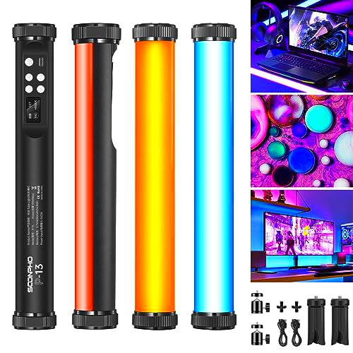 Soonpho 2 Pack RGB Foto Stick Light Tubo de Luz Palo LED Barra para Fotografía Video con 4000mAh de la Batería,CRI 97 +,2500K-8500K,Brillo Ajustable 21 Efectos para TikTok,Youtube