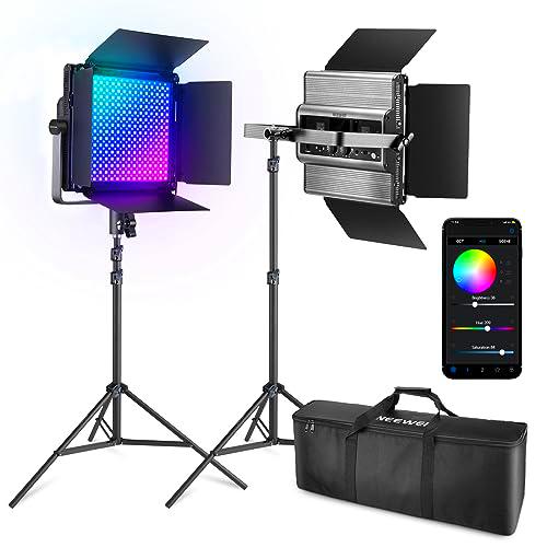 NEEWER RGB1200 Kit de Luz de LED Video RGB, Control App/2.4G 60W con Soporte