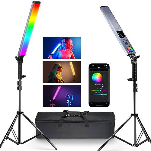 NEEWER BH-30S Barras LED RGB Luz Fotografia 2 Pack Kit con Soportes