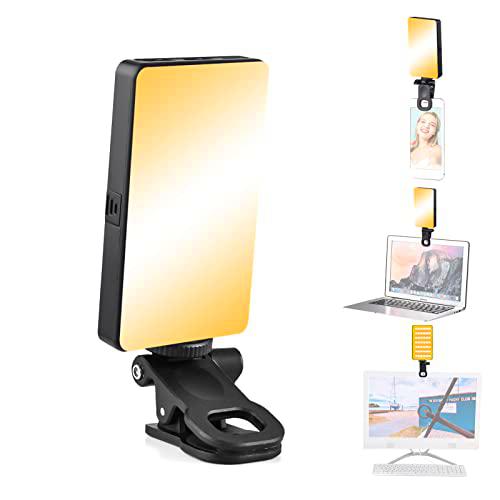 Andoer Luz de video W140 ED, luz LED para selfie con clip frontal y trasero para teléfono