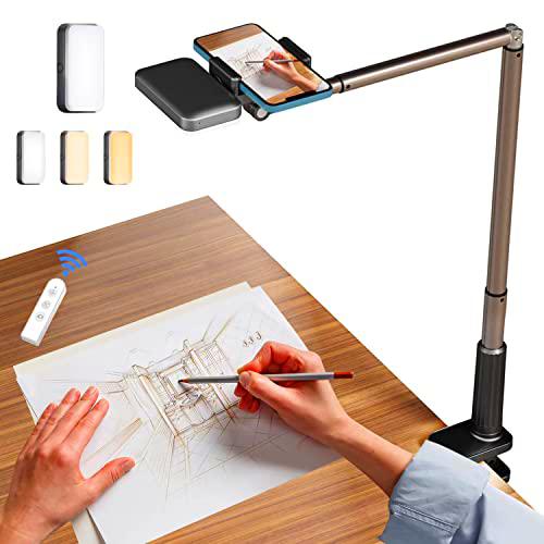 yAyusi Soporte Teléfono para Grabación de Vídeo, Soporte para Teléfono Celular con Brazo Articulado con Anillo de Luz LED