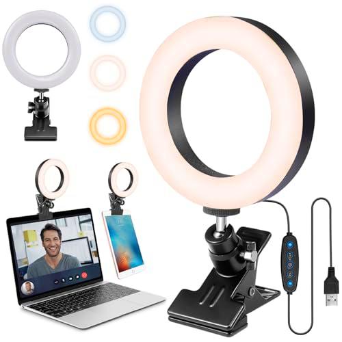 Anillo Iluminacion Profesional LED Selfie, 4,52 &quot; Anillo de Luz con Clip