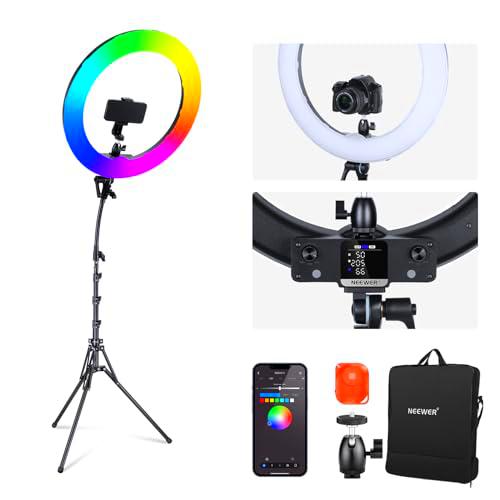 NEEWER 18 Inch Aro de Luz LED RGB Control App con Soporte para Teléfono