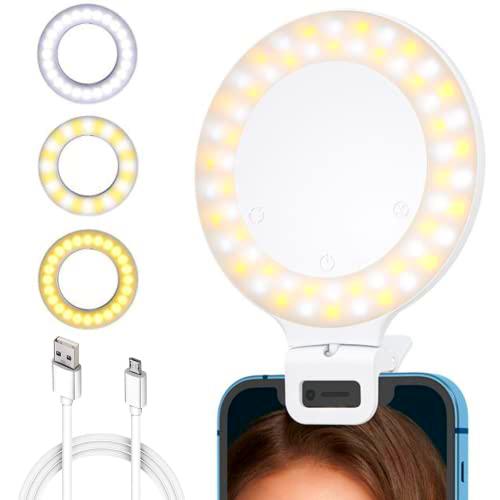 TiNiSil Luz de anillo táctil, Selfie Ring Light con clip con 60 LED