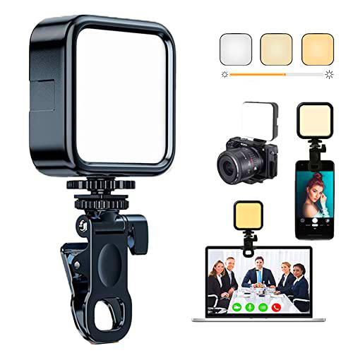 elfofle LED Video Selfie Light con Clip de Anillo Regulable para teléfono móvil