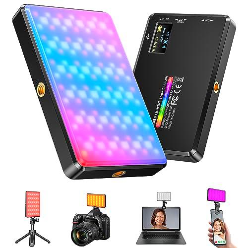 Luz de Video RGB Profesional, Luz Cámara con Clip 120 LED 2500K-9000K CRI 95+ Recargable 3000 mAh