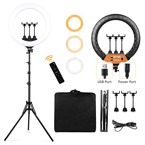 22'' LED Ring Light 3200-6500K Lighting Kit 600pcs LED Beads with Light Stand &amp; 3 Phone Holders for Smartphone YouTube Tik Tok Live Stream Portrait Makeup Vlog Video Photography