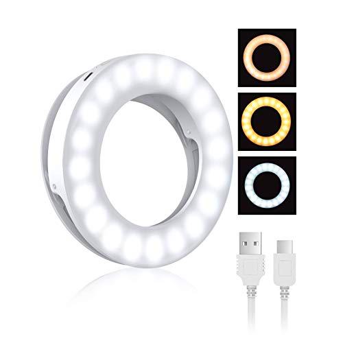 Selfie Luz Anillo, BlitzWolf 40 LED Selfie Luz LED Clip Recargable Brillo Ajustable