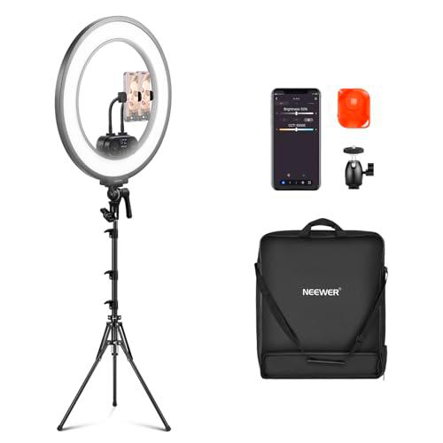 NEEWER 18 Inch Kit Aro de Luz con Iluminación de Borde 45W 3300lux 2900K-7000K 12 Escenas con App 2.4G PC Mac Control Mando a Distancia Magnético Desmontable Bolsa de Soporte para TikTok Stream,RL45B