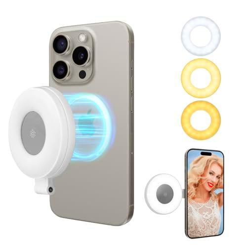 Selfie Luz de Relleno UTEBIT Anillo de Luz de Teléfono Móvil con 10 Brillos y 3 Modos de Iluminación Luz Anillo Selfie Magnética 180º Flip Recargable Portátil Anillo de Luz para el Maquillaje Vlog