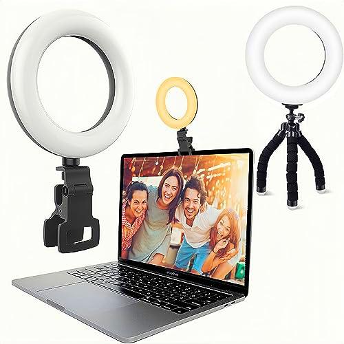 YooGoal,Iluminación de videoconferencia, anillo de luz de 6.3 pulgadas con clip de soporte para computadora portátil