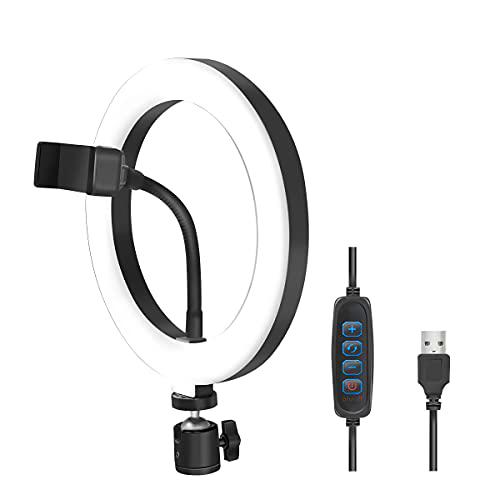 LogiLink AA0151 - Anillo de luz LED (diámetro de 20 cm) con Soporte para Smartphone