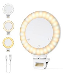 BRTech LED Selfie Licht mit Clip, 3 Farbtemperaturen Handy Kamera Ringlicht Dimmbare 3000-8500K