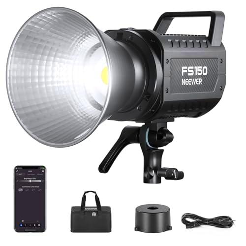 NEEWER FS150 Luz de Video LED 2.4G/App Control 130W 5600K COB Iluminación Diurna Foco Lámpara Continua 4 Atenuación Precisa 102000lux/1m CRI97+ 9 Efectos Bowens Mount para Estudio Fotográfico,EU Plug