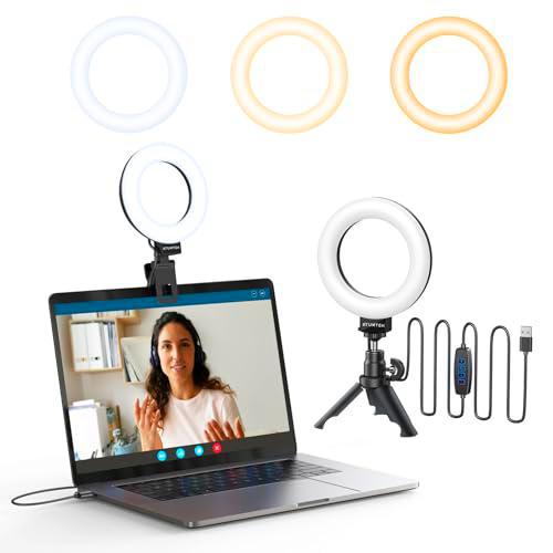 Aro de Luz ATUMTEK de 5 Pulgadas con Trípode y Clip para Laptop