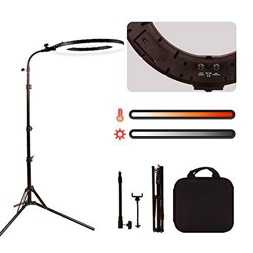 GSKAIWEN 18 pulgadas 60WLED anillo luz belleza iluminación ceja tatuaje lámpara maquillaje regulable fotografía estudio video luz al aire libre tiro con ranura para batería (kit de tubo suave de 18