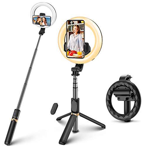 ELEGIANT Palo Selfie Trípode, Selfie Stick con Anillo de luz LED para Fotografía con Control Remoto Bluetooth para Cámara Deportiva