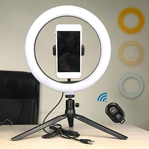 Lixada Anillo de Luz Trípode LED 10&quot; con Brightness Ajustable 3 Modos Luz para Transmisión en Vivo Selfie Photography Video Maquillaje Youtube TIK Tok con Soporte para Teléfono Móvil