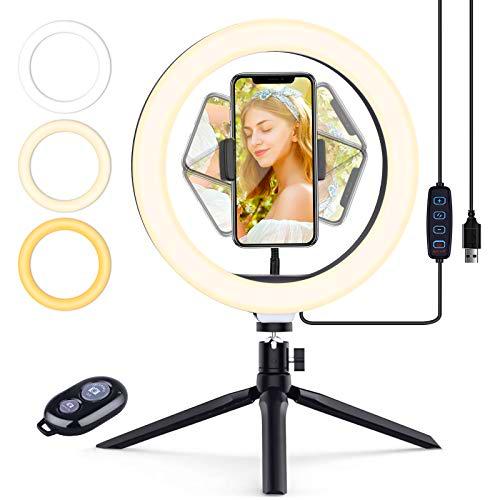 BDPP Anillo de luz, 10&quot; Selfie Anillo Luz con Soporte de Trípode Ajustable