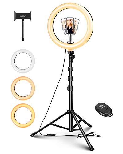 ELEGIANT 10&quot; Aro de Luz Selfie Trípode, Anillo de Luz LED con Soporte para Móvil con Control Remoto Regulable para Transmisión en Vivo