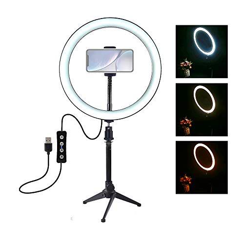 PULUZ 10&quot;Luz de Anillo LED Regulable 3 Modos de iluminación Brillo Ajustable para transmisión en Vivo Fotografía autofoto Fotografía de Video con Soporte para teléfono móvil