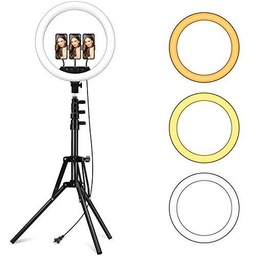 Anillo de luz LED de 18 '' con Trípode Ajustable y Soporte para Movil Aro de Luz Regulable Belleza Ring Light Transmisión en Vivo y Youtube/TikTok Video/Maquillaje/Selfie/Fotografia