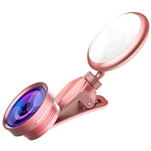 Selfie Ring Light USB Soporte Led para Teléfono Soporte para Flash Efecto De Lente Mejora Fotografía Relleno De Lente Rosa Claro