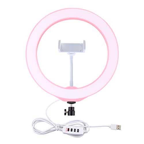 PULUZ Luces LED de 10.2 pulgadas para selfies con anillo de luces de vídeo con trípode de zapato frío y abrazadera para teléfono para maquillaje y equipo de video de YouTube