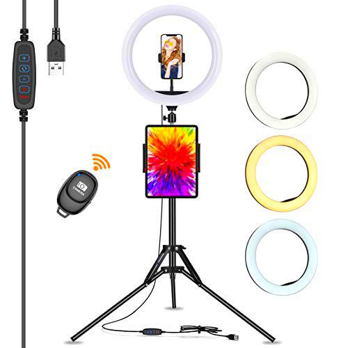 Anillo de Luz LED,13&quot; Aro de Luz con Trípode para Movil,Selfie Ring Light Control Remoto Bluetooth,3 Modos Luz 10 Brillos para Youtube Video/Tiktok/Transmisión en Vivo/Fotografía/Maquillaje