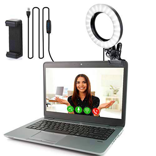 Luz de Anillo LED Aro de Luz Ring Light con Soporte para Teléfono Móvil Intensidad Regulable para Fotografía