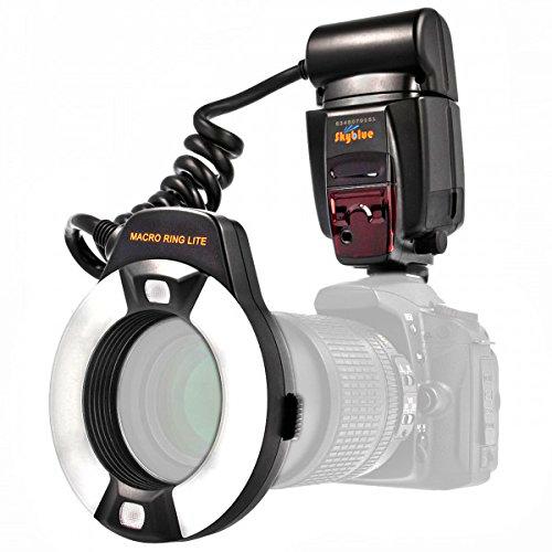 Impulsfoto i-TTL Meike MK-14EXT - Flash de anillo para cámaras Nikon DSLR con zapata para objetivos de 52 mm a 77 mm