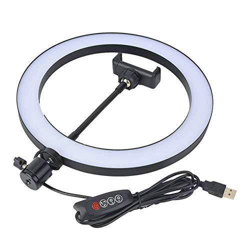 Luz de Relleno de Anillo LED, 10 Pulgadas de luz de Relleno de Anillo Regulable LED Luces de Video en la cámara Webcast Selfie Lamp 3 Modos de luz(aleación de Aluminio)